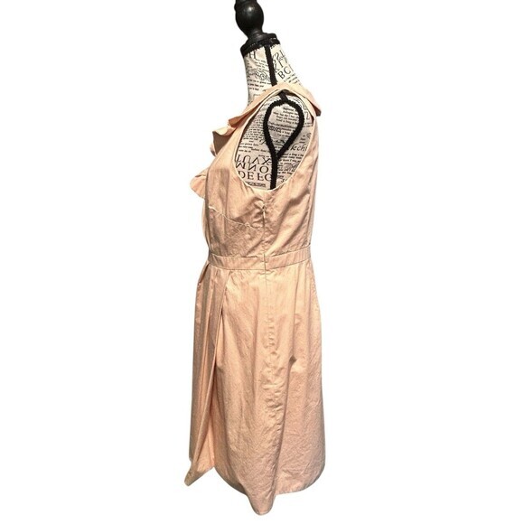 J. CREW Peach Sleeveless Dress Knee Length Ruffled 10 City Vibes Coastal Chic - Picture 3 of 6